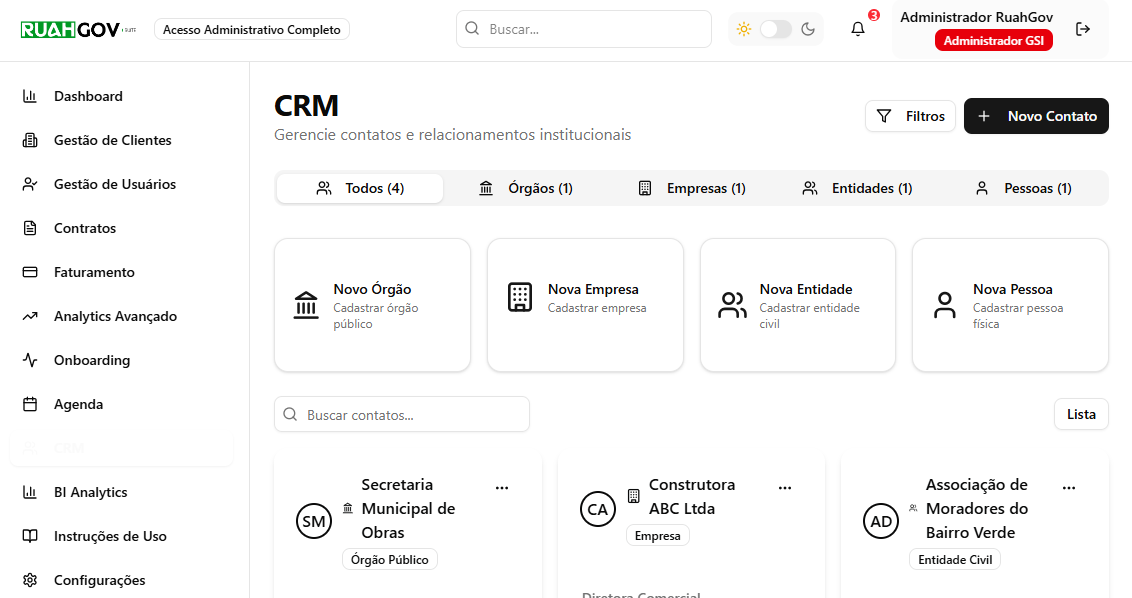 Dashboard CRM Institucional